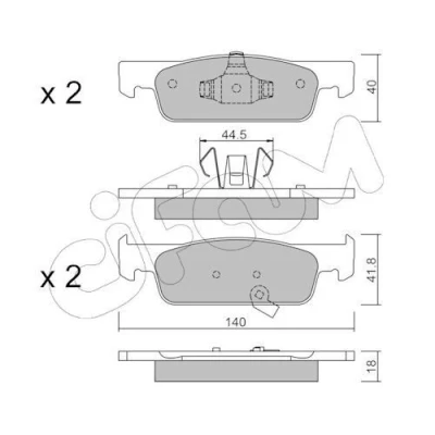 Image de CIFAM 822 975 2 Jeu de plaquettes frein avec indicateur d&#039;usure SMART: Fortwo III Coupe, Cabriolet, Forfour II 5 portes