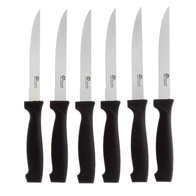 Image de Pradel Excellence Set de 6 Couteaux à Steak Lames microdentées 11 cm en Acier Inoxydable 2CR14 Manches polypropylène Ensemble Coutellerie Compatible Lave Vaisselle