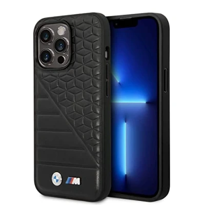 Image de CG MOBILE BMW Coque pour iPhone 14 Pro Max en cuir PU à deux motif, collection M, étui de protection lisse avec encliquetage, absorption des chocs et logo signature Noir