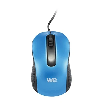 Image de WE Souris Filaire Métallique 1200 DPI Connexion USB Ultra Léger Ambidextre Compatible avec PC/Mac Bleu Neuf