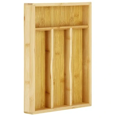 Image de SPRINGOS Range couverts en bambou Insert pour tiroirs Cuisine 4 compartiments 25 x 34 4,5 cm
