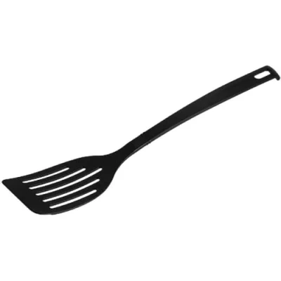 Image de FACKELMANN Nero Spatule Fendue en Plastique résistante à la Chaleur, 320 x 66 12 mm, Passe au Lave Vaisselle, Noire, fabriquée Allemagne