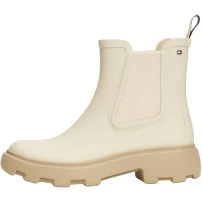 Image de Tommy Hilfiger Rubber FLAG Cleated Rainboot Bottes en caoutchouc, Femme, Taille: 40, Newsprint Imitation cuir/textile