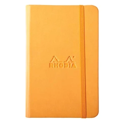 Image de RHODIA 118078C Carnet Rigide Webnotebook Orange A6 Uni 192 pages Papier Clairefontaine Ivoire 90 g/m² Marque Page, Fermeture Élastique Couverture Simili Cuir