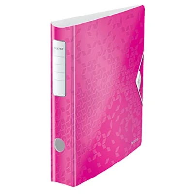 Image de Leitz Classeur à Levier A4 Active, Rose, Dos Arrondi 65mm, Fixation Élastique, Polyfoam Léger, WOW, 11070023