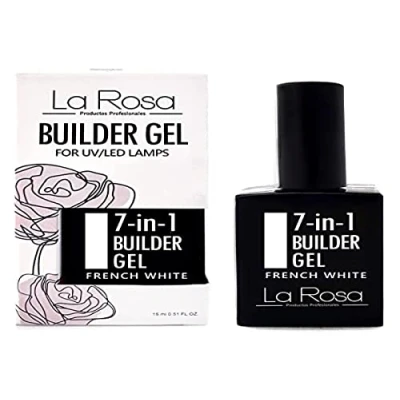 Image de la Rosa 7 en 1 BUILDER Gel dans une bouteille UV NUDE pour conception d&#039;ongles et l&#039;art d&#039;ongles, Nail Easy To Use Extension Builder, Covering French White 15 ml