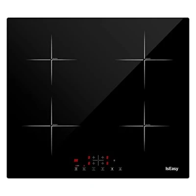 Image de Plaque à Induction, de Cuisson Induction Electrique (6800W, Autarkic, 4 Foyers, 60cm, Encastrable, Intégré, Tactile, Minuteur, Verre céramique) Zone New