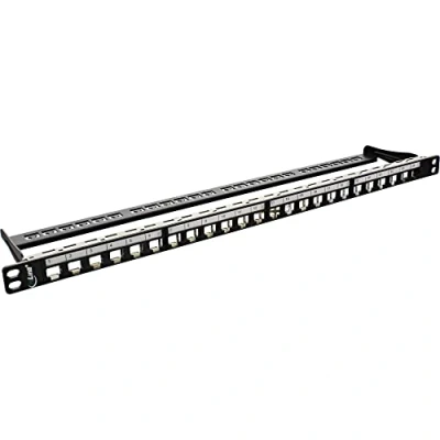 Image de InLine Keystone 76824C Panneau de brassage 24 voies Snap In en tôle vide, 19&quot;, 0,5U, noir