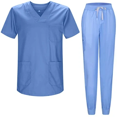 Image de Misemiya Ensemble Uniformes Unisexe Blouse Uniforme Médical avec Haut et Pantalon 817 8316 X Large, Ciel Bleu