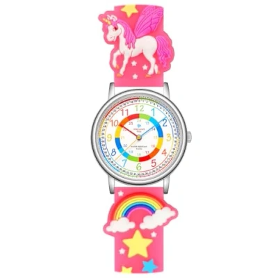 Image de Alienwork Licorne Fille Montre Pédagogique Apprendre l&#039;Heure Enfants Argent Bracelet Rose Multicolore Résistant à l&#039;eau 5 ATM Temps d&#039;apprentissage
