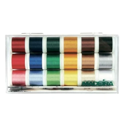 Image de Madeira Boîte Transparente: Rayon No.40 x 200m: Bobines, Soie, 18 Spools, Meter, Set Pièces