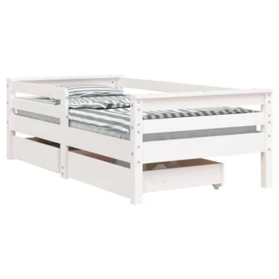 Image de vidaXL Cadre de Lit pour Enfants avec Tiroirs, Simple Tête et Pied Lit, Meuble Chambre, Scandinave, 834442