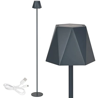 Image de Clauss 10015 Lampadaire LED rechargeable par USB sans fil avec variateur d&#039;intensité en métal pour intérieur et extérieur IP54 Gris
