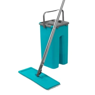 Image de Beldray® LA067234EU Ensemble Compact Balai à Plat &amp; Seau, Essoreuse Intégrée et Grattoir pour Saleté, Peu Encombrant, Facile Démonter Rangement Convient aux Surfaces en Vinyle, Carrelage Bois