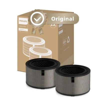Image de Filtre de Remplacement Philips Original pour Purificateurs d&#039;Air Série 3200 AC3210, AC3220 et AC3221, HEPA NanoProtect + Charbon Actif, Durée Vie 12 Mois, Noir/Blanc (FY3200/30)