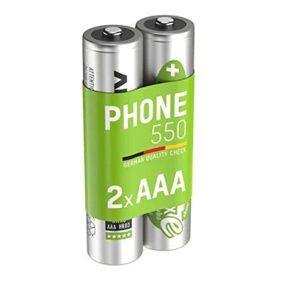 Image de ANSMANN Piles AAA 550 mAh NiMH 1,2 V Rechargeables (Lot de 2) pour téléphone Fixe sans Fil, babyphone, Talkie walkie Accumulateurs à Faible autodécharge