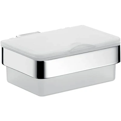 Image de Emco Loft 53900101 Boîte de lingettes humides en Plastique Blanc/chromé Largeur 155,5 mm