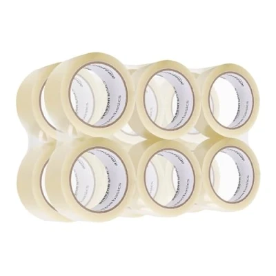Image de Amazon Basics Lot de 12 rouleaux ruban adhésif pour emballage, 50 mm x 55 m, 0.07 d’épaisseur, transparent, idéal les emballages, expéditions, déménagements et le stockage