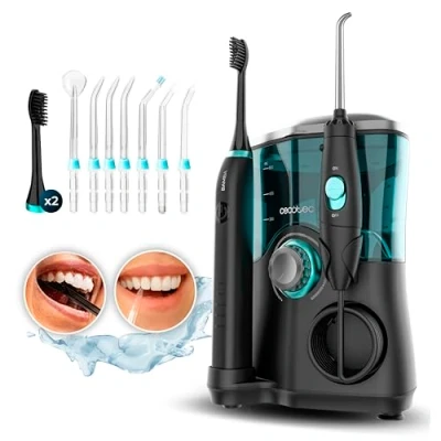 Image de Cecotec Centre de Station Buccale ou Dentaire Bamba ToothCare Jet Clean. 18 W, Irrigateur 600 ml Capacité, 10 Niveaux Pression, 7 Embouts et Brosse à Dents Électrique avec 5 Modes