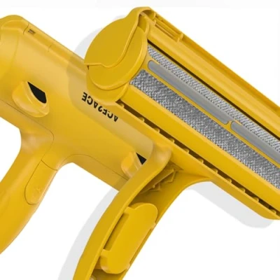Image de ACE2ACE Rouleau d&#039;épilation réutilisable pour chiens et chats, facile à nettoyer dans les zones fixes, tapis, meubles, escaliers, literie canapé Jaune