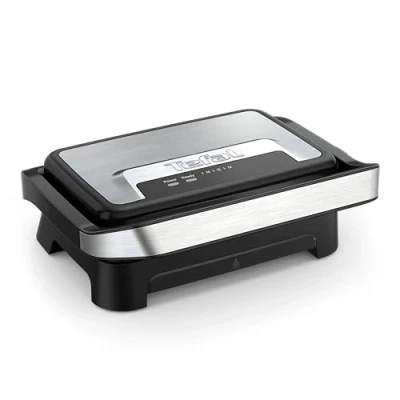 Image de Tefal Gril et machine à panini, Plaques de cuisson antiadhésives, Nettoyage facile, Rangement Inicio Compact, GC270D10
