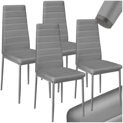 Image de TecTake® Lot de 4 Chaises Salle à Manger Moderne Chaise Ergonomique Rembourrée Confortable Design en Cuir synthétique Meuble Salon avec Pieds Acier pour Salon, Coiffeuse, Chambre