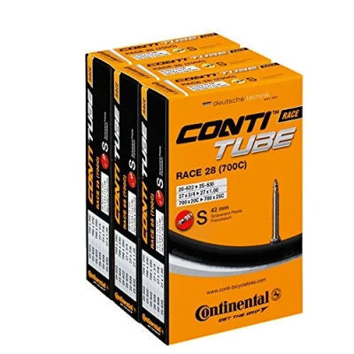 Image de Continental Race 28 Chambre à air SV 42 mm Presta Lot de 3 Lot, Noir, 700c x 20 25c
