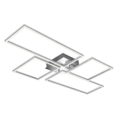 Image de BRILONER Leuchten plafonnier LED, à intensité variable, télécommande incluse, contrôle de la température couleur, fonction veilleuse, minuterie, 54 Watt, 5.500 Lumen, chrome aluminium