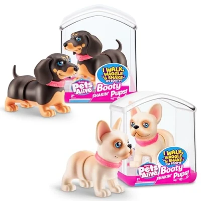 Image de Pets Alive Booty Shaking Pups Jouet robotique à Piles (Lot de 2 : Bouledogue français et Dash Hound) par ZURU
