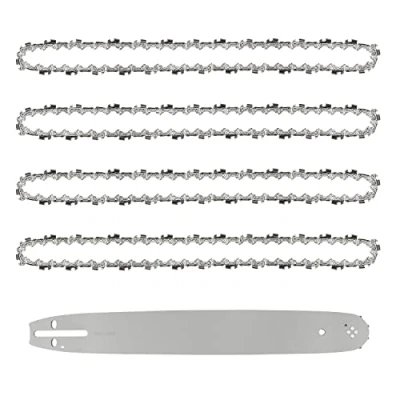 Image de Guide de 40cm avce 4 Chaînes Tronçonneuses, 57 Maillons / Entraineurs, Pas 3/8&quot;, Jauge 0,05&quot; (1,3 mm)