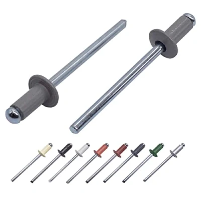 Image de Lot de 100 Rivets aveugles peints 4 x 8 mm Tête bombée DIN 7337 Rivet en aluminium et mandrin acier pop (100, gris poussiéreux RAL 7037)
