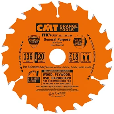 Image de CMT Orange Tools 271.136.18H Scie circulaire ultra ITK 136 x 1.5 20 mm Z=18