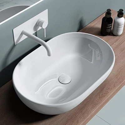 Image de Sogood Lavabo vasque à poser blanc 60cm lave main Bruxelles322 60x42x14cm