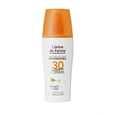 Image de Corine de Farme Lait Protecteur Hydratation+ SPF30 Protection UVA UVB Crème Solaire Hydratante, Sans Paraben, Résiste à l’Eau Monoï Tahiti 150 ml