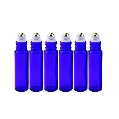 Image de YIZHAO Bleu Flacon Roll On Vide 10ml, en Verre, pour Huile Essentielle, Rechargeable, Aromathérapie, Parfum, Massage,avec [Bille Acier Inoxydable] 6Pcs