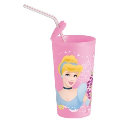 Image de Disney Prinzessinen Gobelet avec Porte Paille 7,5 x 13,5 cm