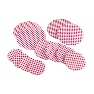 Image de Wenko Couvre Plat Vichy Classique, Lot de 12 charlottes Cuisine, Couvercle réutilisable pour protéger Les Plats entamés, Polyéthylène, 5 Tailles différentes, Rouge Blanc
