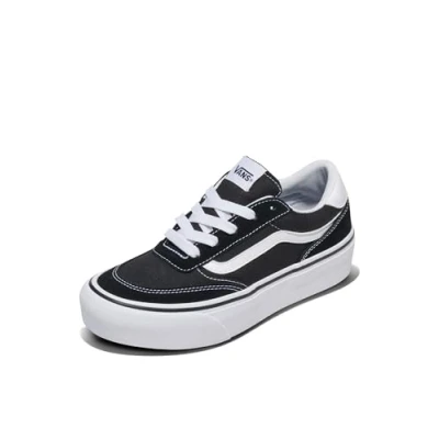 Image de Vans Femme Brooklyn Ls Platform Basket, Toile en Daim Noir et Blanc, 35 EU