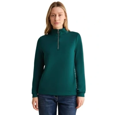 Image de Cecil B322483 T Shirt avec col Troyer, Vert pétrole, L Femmes