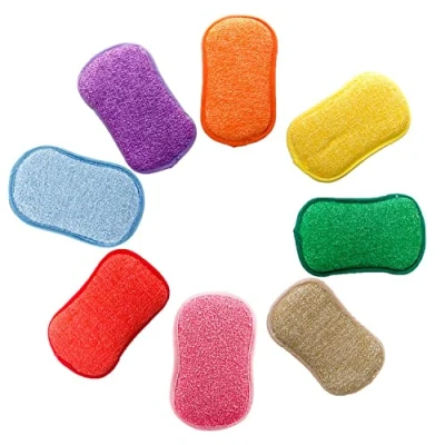 Image de Lot de 5 éponges Vaisselle reutilisable eponges, AUERVO Double Action en Microfibre antibactériennes et résistantes pour Nettoyer la Poêlons