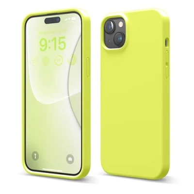 Image de elago Coque Silicone Liquide Compatible avec iPhone 15 Plus, Qualité Supérieure, Protection Intégrale [Structure Antichoc 4 Couches], Doublure Microfibre Douce Anti Rayures (Jaune Fluo)