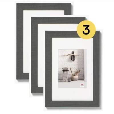 Image de Walther Design cadre photo gris 20 x 30 cm avec passe partout, lot de 3, en bois maison HO030D3