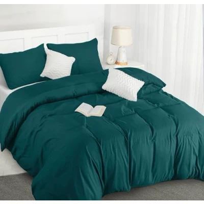 Image de Utopia Bedding Housse de Couette 200x200 cm avec 2 Taies d&#039;oreiller 50x75 (Sarcelle) Parure Lit 200 x Ensembles Housses en Microfibre brossée Douce