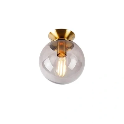 Image de Qazqa pallon LED Plafonnier 1 lumière Ø 20 cm Doré/Laiton Art Deco éclairage intérieur Salon I Chambre Cuisine Salle à manger