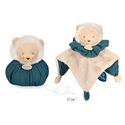 Image de Doudou et Compagnie Boule Lion : + Cocon Jouet d&#039;éveil Douceur Transformable Vert 25 cm Collection Les Petits Futés Garantie Perdu DC3931