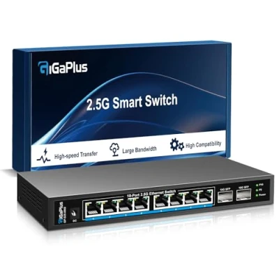 Image de Commutateur Ethernet 10 Ports 2.5Gb Non géré avec 8* 2.5G Base T, 2* 10G SFP+. réseau 2.5Gbps GiGaPlus pour NAS/PC 2.5Gbps, routeur WiFi6, AP sans Fil