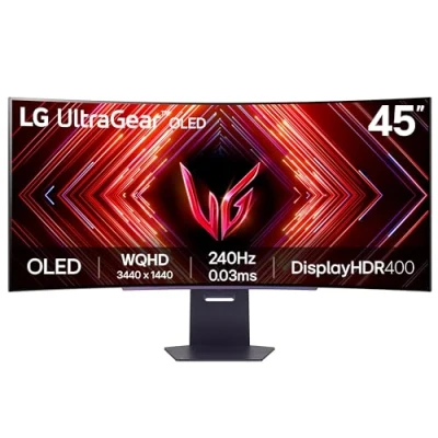 Image de LG UltraGear Moniteur de jeu OLED incurvé 45GS95QE, 45&quot;, 1440p, 240 Hz, temps réponse 0,03 ms, HDR 10, compatible NVIDIA G Sync et AMD FreeSynce, économie d&#039;énergie intelligente, DisplayPort