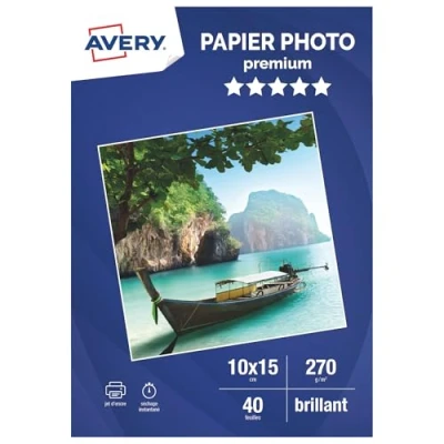 Image de AVERY 40 Feuilles de Papier Photo Brillant 270 g/m² Format 10 x 15 cm Impression Jet d’Encre