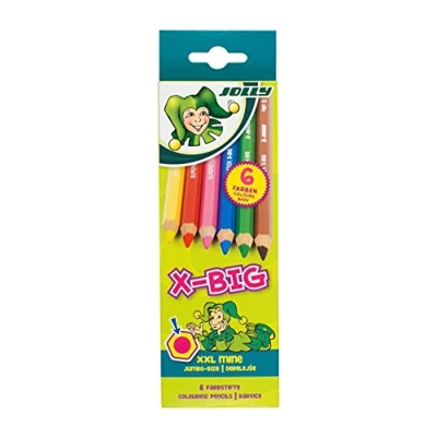 Image de JOLLY X BIG crayons de couleur, 6 couleur extra épais, extrêmement résistants à la casse et durables, non toxiques, pièces dans un étui en carton