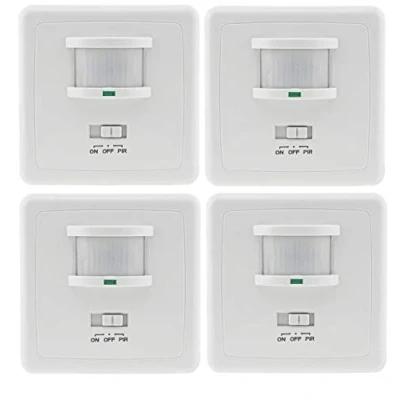 Image de ChiliTec Lot de 4 détecteurs mouvement 3 fils UP 160 Portée 9 m Compatible LED Montage encastré Blanc